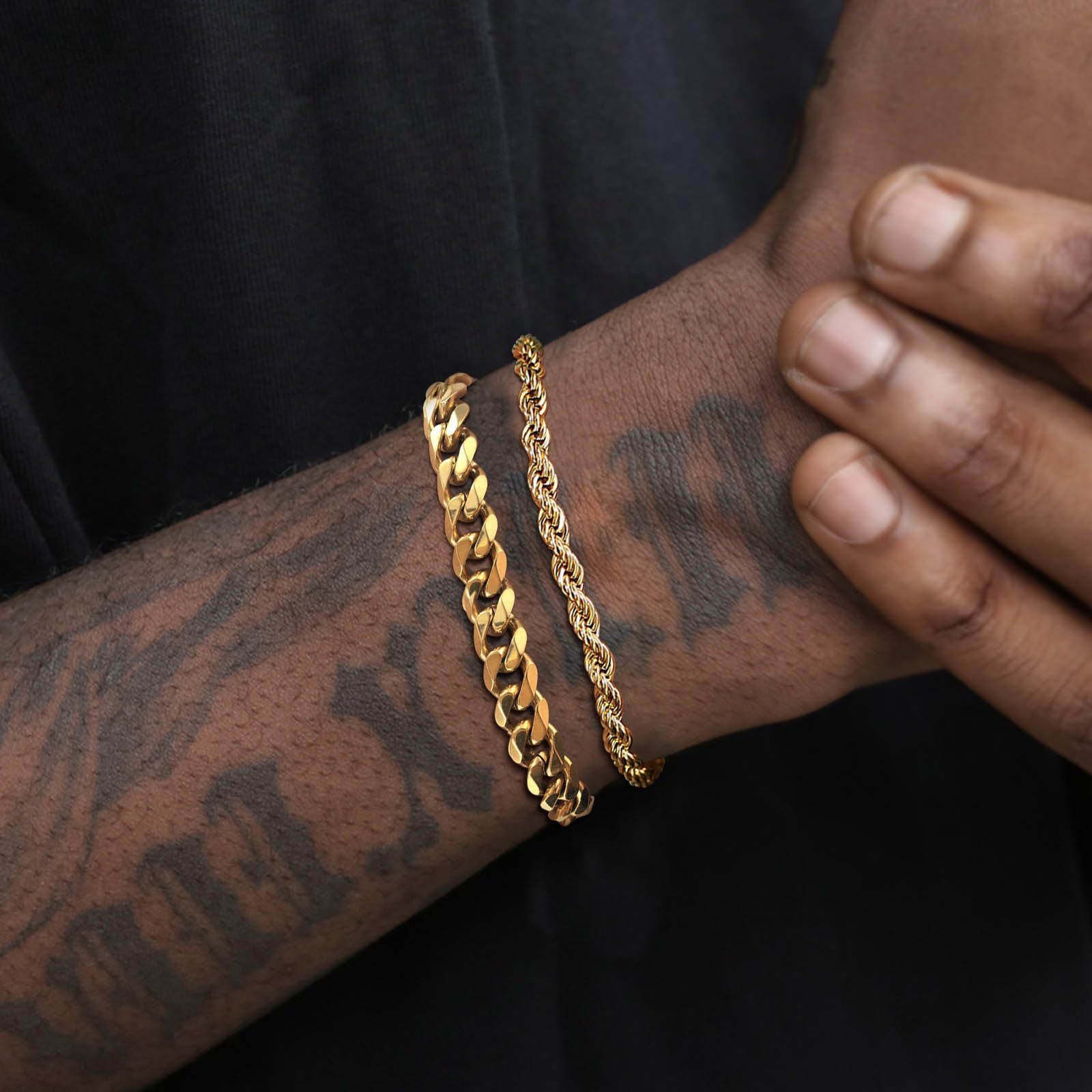 Men's Stainless Steel Cuban Twist Bracelet Set
