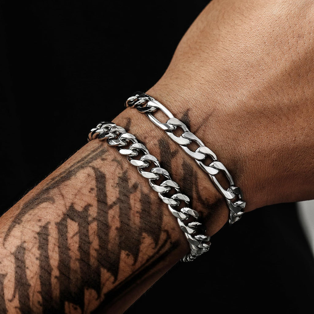Men's Stainless Steel Cuban Twist Bracelet Set
