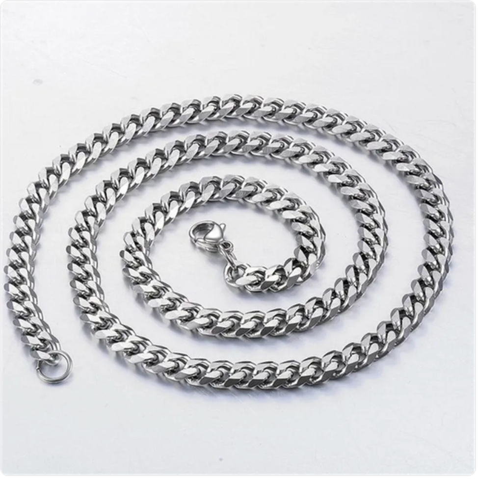 Men's Trendy Six-Sided Cuban Titanium Steel Necklace