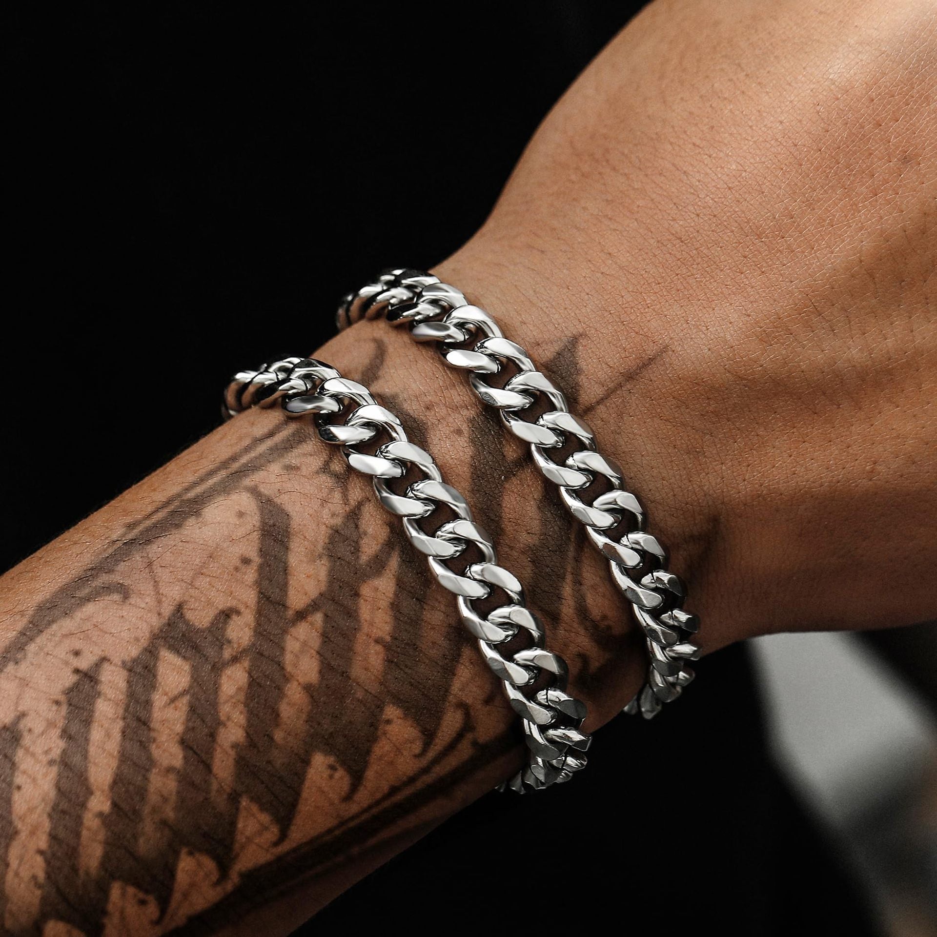 Men's Stainless Steel Cuban Twist Bracelet Set