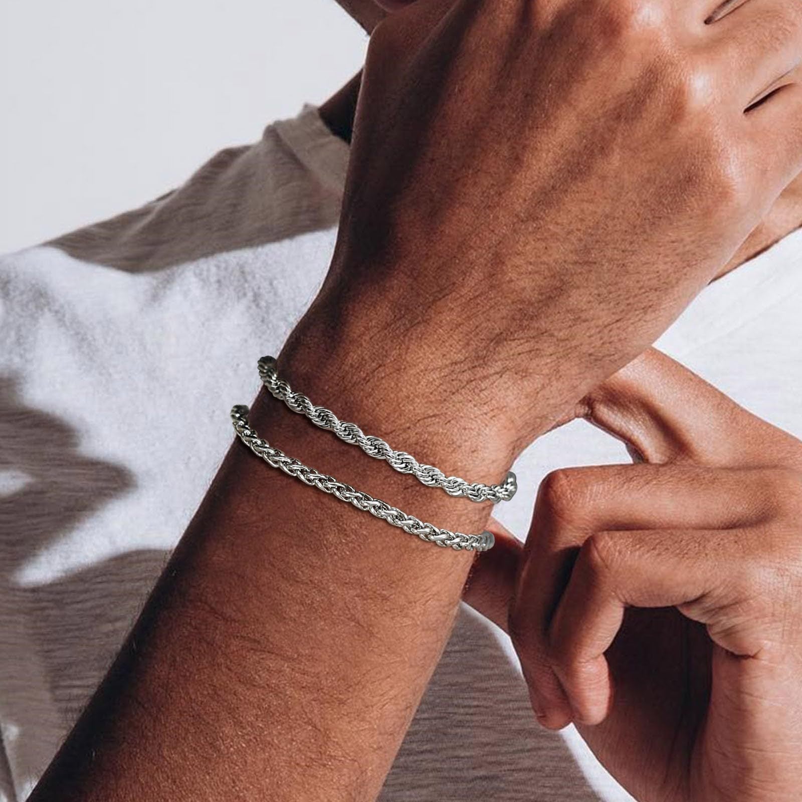 Men's Stainless Steel Cuban Twist Bracelet Set