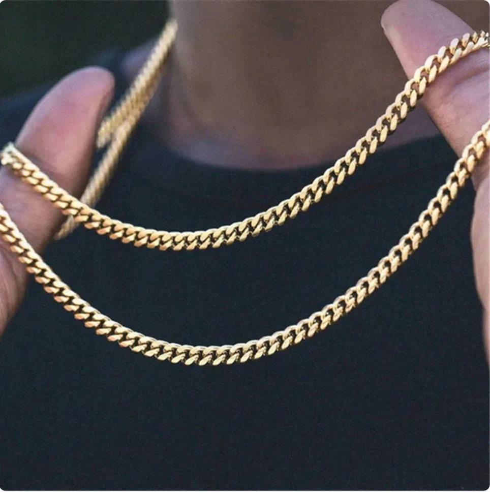 Men's Trendy Six-Sided Cuban Titanium Steel Necklace