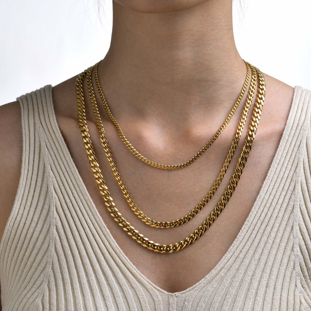 Cuban Link Chain Necklace for Women in Gold